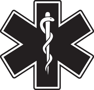 Star of Life Emergency Medical Symbol with Rod of Asclepius