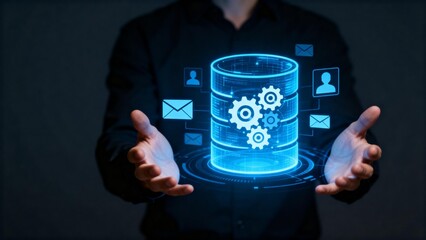 Person holding digital data cylinder