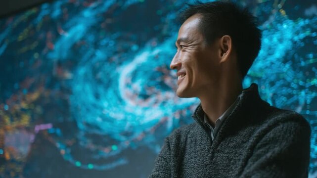 Asian Catastrophe Modeling Expert Tracking Storm Simulations