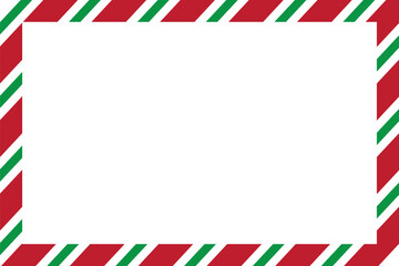 Obraz premium Candy cane christmas frame with blank space. Christmas border frame. Merry Christmas Candy cane rectangle frame card elements decoration. New Year picture frame ribbon. Xmas striped border