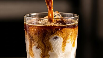 Cold Coffee Pour with Ice and Cream