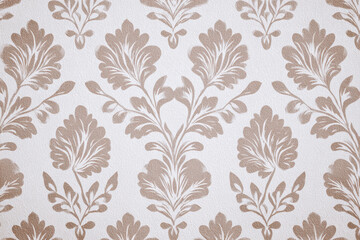 Elegant damask wallpaper pattern background with classic ornate floral texture. seamless, symmetrical, vintage style for interior design, decoration, and abstract backdrop