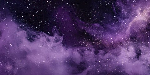 Dreamy purple nebula with bright star particles against a deep space backdrop