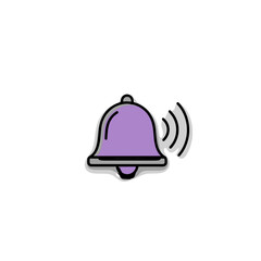 Fototapeta premium Purple bell icon with sound waves indicating alert notification 
