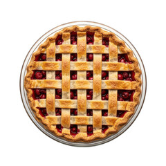 Delicious cherry lattice pie isolated on transparent background