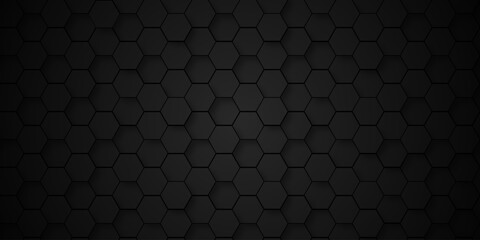 black and white seamless emboss grid hexagon paper metallic technology fabric backdrop pattern background.