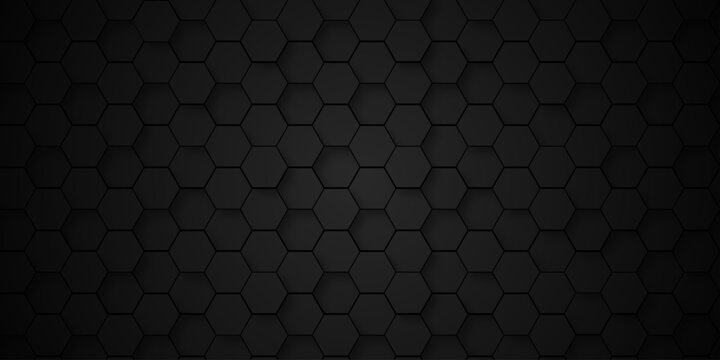 black and white seamless emboss grid hexagon paper metallic technology fabric backdrop pattern background.