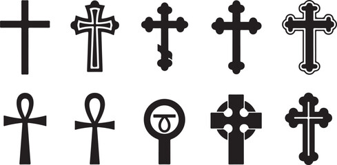 Ten religious symbols vector icons set