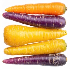 Stack of vibrant carrots in various hues