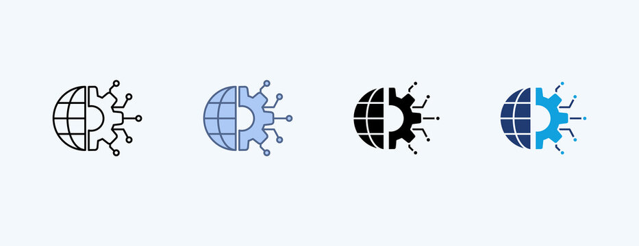 Digital Transformation Multiple Icon Illustration Vector