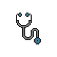 pixel art stethoscope 8 bit vector icon for computer game logo