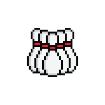 pixel art bowling game 8 bit vector icon for computer game logo