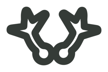 Symmetrical Dark Gray Abstract Shape Resembling Two Stylized Figures on Black Background