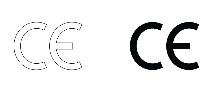 vector shape graphic design illustration element set with ce certification symbols, clean outline and solid icon styles, isolated compliance marks designed for business communication, product 