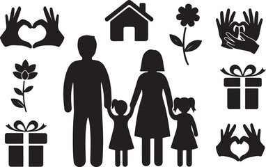 Family love icons set for celebration