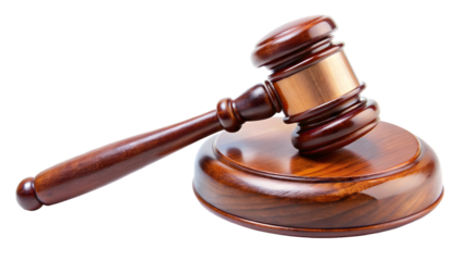 wooden gavel on white background