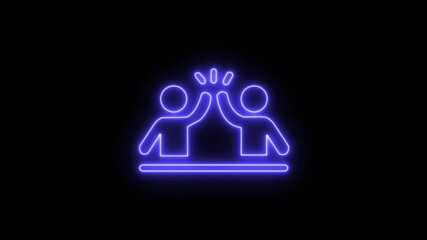 Abstract glowing neon Celebration card icon animation with dark background.Futuristic glowing neon Celebration icon with smooth animated