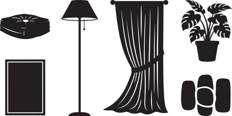 Home decor silhouette set for interior design