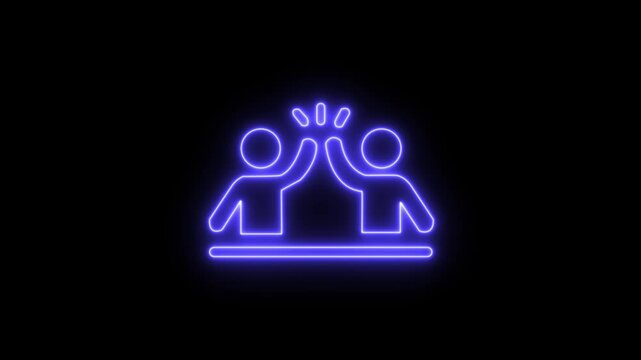 Abstract glowing neon Celebration card icon animation with dark background.Futuristic glowing neon Celebration icon with smooth animated