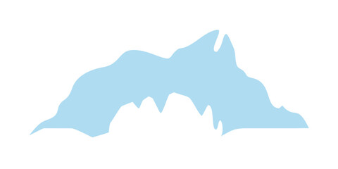 Light blue stylized mountain range silhouette, simple graphic icon of snowy peaks © NAHID 