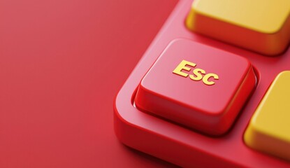Red escape key highlighting unique keyboard design, signaling strategic problem solving, personal empowerment, and breaking free from restrictive circumstances