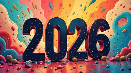 2026 inscription logo new year texture