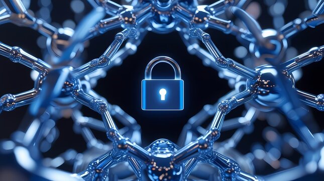 Microscopic Molecular Structure Encasing a Digital Lock - Powered by Adobe
