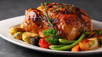 Fototapeta premium Roasted chicken with vegetables
