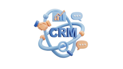 3D Customer Relationship Management (CRM) Icon, isolated on white background