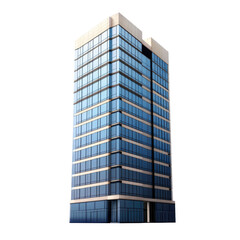 Fototapeta premium Tall Modern Office Building with Blue Tinted Glass Windows Against Transparent Background