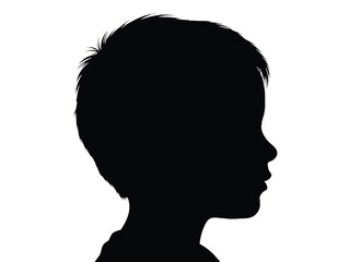 Silhouette of a young boy s head and neck in profile view