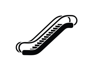 Simple black and white illustration of a modern escalator design
