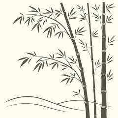 Bamboo stalks and leaves silhouette illustration