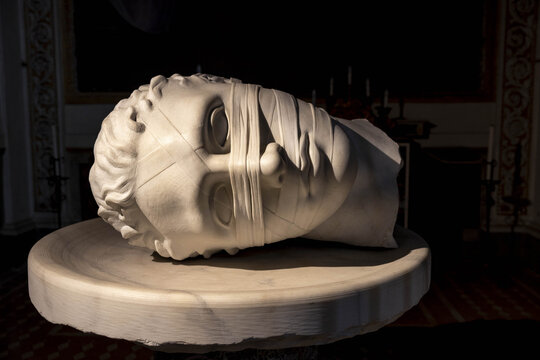 S. Mary of the angels and martyrs basilica, Rome, Italy. Sculpted head