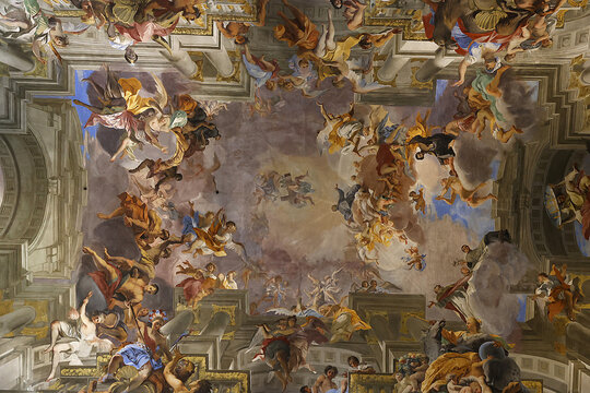 Saint Ignatius of Loyola church, Rome, Italy. Ceiling frescoes. Glory of Saint Ignatius