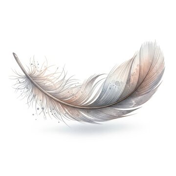 Delicate downy plume floats gracefully with subtle pastel coloration
