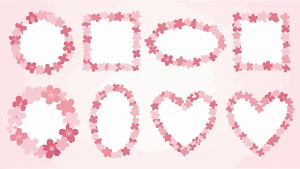 Elegant collection of pink cherry blossom flower frames on a soft pastel background