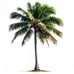 Obraz premium Palm tree with textured trunk and vibrant green fronds, isolated