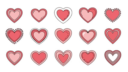 Collection of Decorative Heart Illustrations for Valentine's Day and Romantic Designs