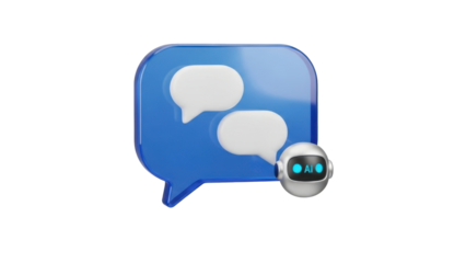3D Chatbot Conversation Icon, Customer Service AI, isolated on white background