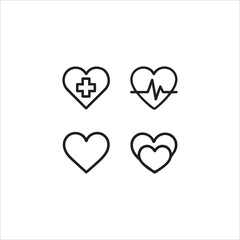 black Heart vector icon. heartbeat icon on isolated background. Symbol cardiogram heart logo in linear style. Vector illustration