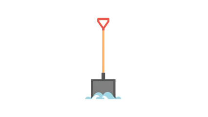 Winter snow shovel icon, ice removal tool, seasonal equipment, png file, isolated on white
