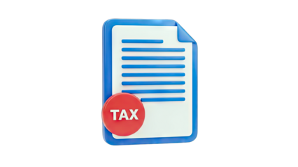 Tax Document with Button Icon on White Background