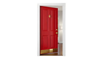 Red door isolated on transparent background
