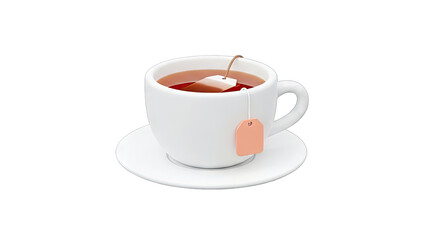 Tea Cup with Tea Bag on Saucer - Isolated