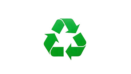 Obraz premium Glowing green recycling symbol isolated on transparent background
