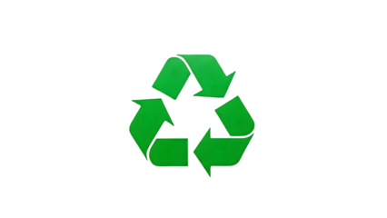 Glowing green recycling symbol isolated on transparent background
