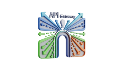 3D API Gateway Icon, Network Traffic Management, isolated on white background