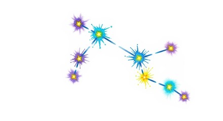 Obraz premium Celestial pattern depicts colorful star groupings connected by faint glowing lines