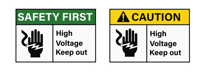 Caution and safety first High Voltage Keep Out Symbol Sign, Vector Illustration, Isolate On White Background